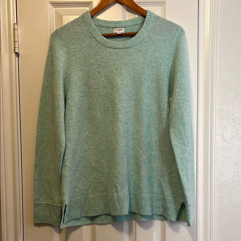 J. Crew Green Crewneck Sweater Lightweight Knit
